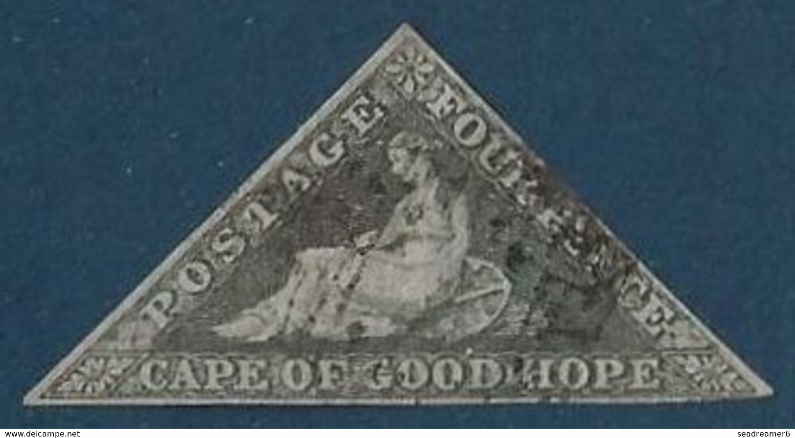 Cap Of Good Hope N°8 (slate/blue Gibbons N°19b) 4 Pence Ardoise Bleu Oblitéré Leger TTB - Kaap De Goede Hoop (1853-1904)