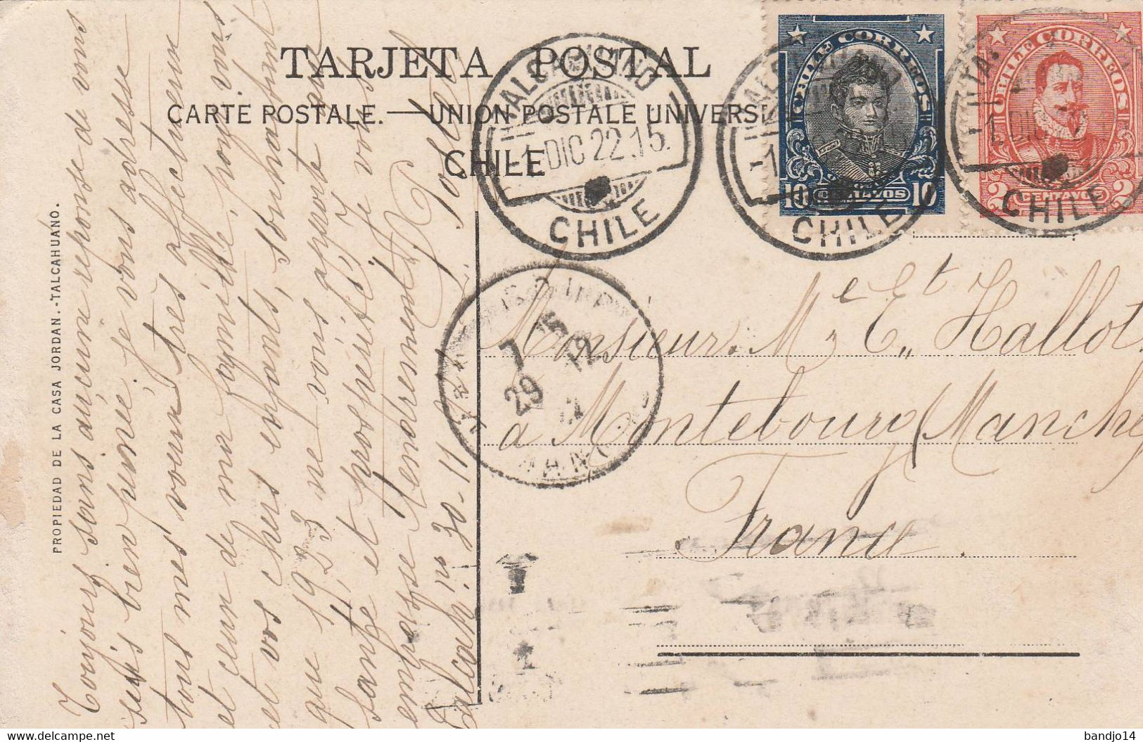 1922 Gobernacion Maritima . - Talcahuano  - Scan Recto-verso - Chili