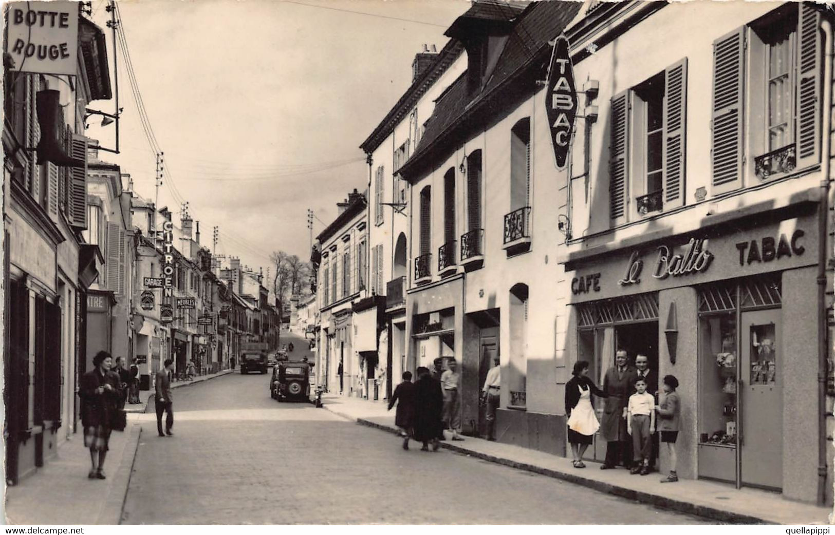 011762 "FRANCIA - ARPAJON - LA GRANDE RUE" ANIMATA, CAFE LE BALTO, VERA FOTO. CART SPED 1957 - Arpajon Sur Cere