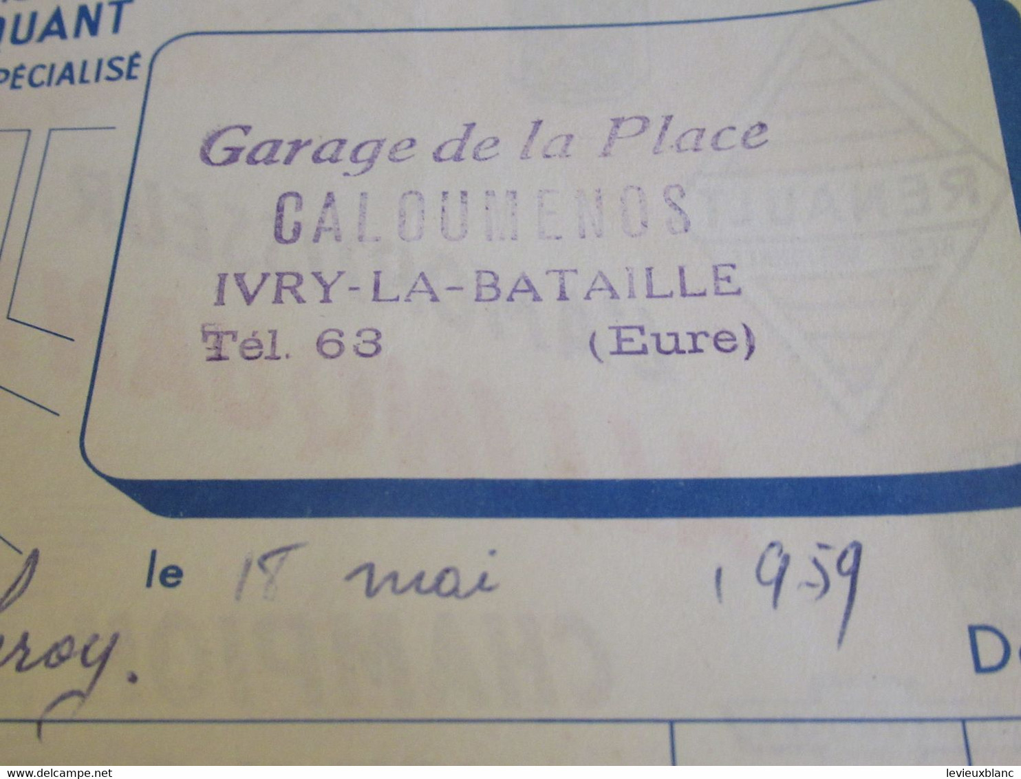 Facture Publicitaire/Essence/ ALINQUANT/Champion Met K.O. Les Cahots/ Garage Caloumenos/Ivry La Bataille/1959     AC156 - Auto