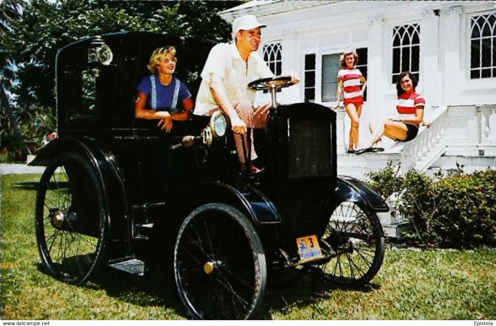 ►  Automobile Vintage James MELTON &  1900 ROCWELL HANSOM  CAB. - TAMPA BAY Fl  USA 1954. - American Roadside