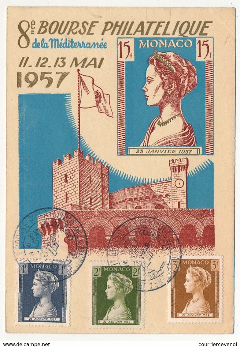 MONACO -  Carte Maximum - 8eme Bourse Philatélique De La Méditerranée - Mai 1957 - Cartoline Maximum