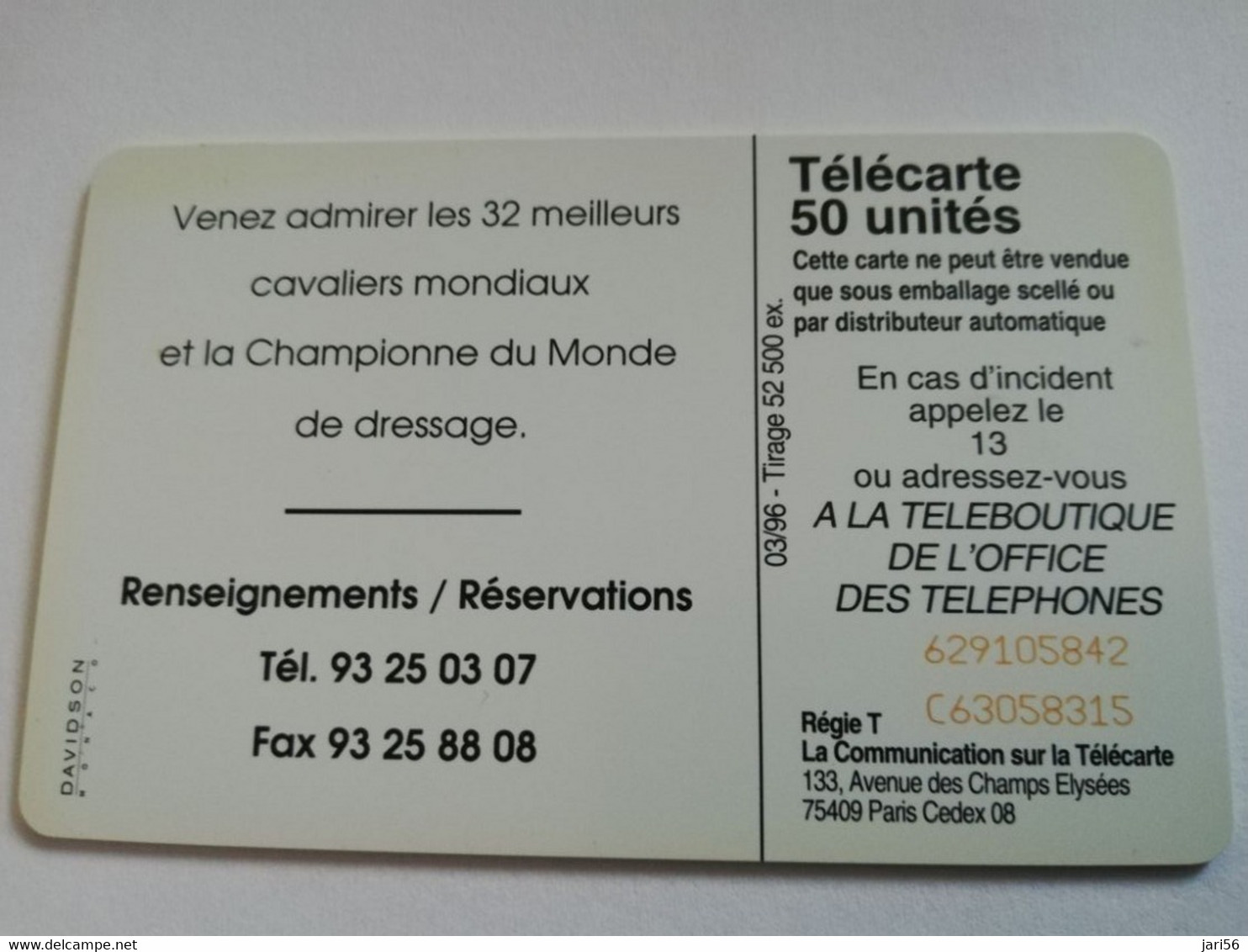 MONACO CHIPCARD  50 UNITS HORSE JUMPING    Fine Used Card   ** 3947 ** - Mónaco