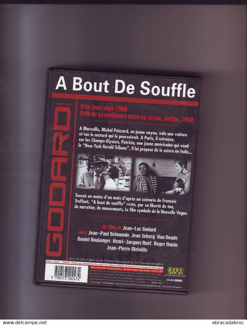 Dvd A Bout De Souffle - Jean Luc Godard - - Classiques