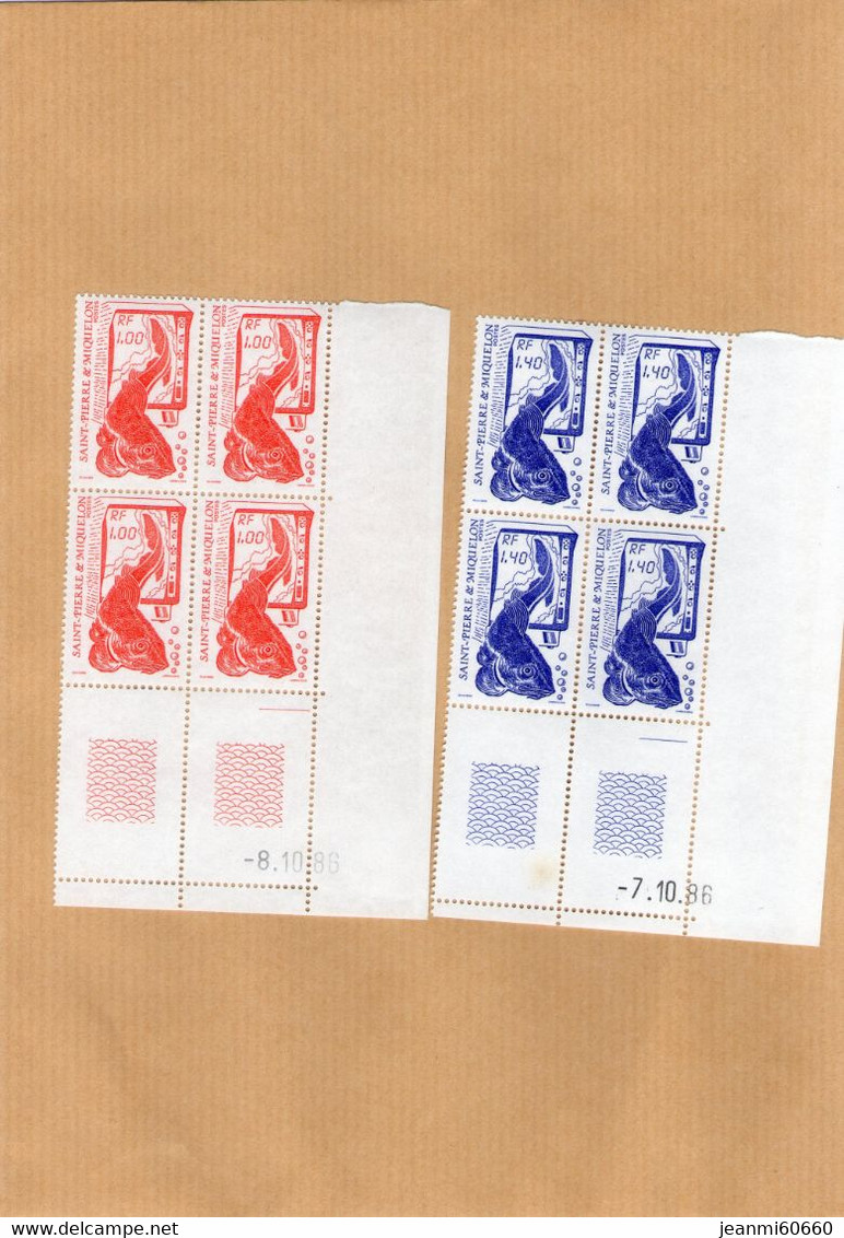 N°472&473   Bloc De 4 Coin Date   Poissons - Ongebruikt