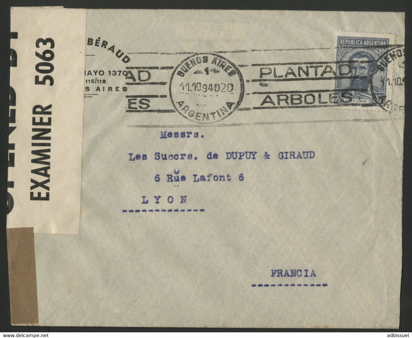 ARGENTINE Lettre Par La Voie Maritime En 1940 Pour La France Avec La Censure Anglaise Des Bermudes (voir Description) - Covers & Documents