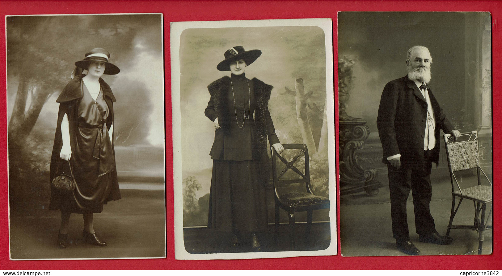 3 Cartes Photos De Portraits Vers 1920 - Personnes Anonymes