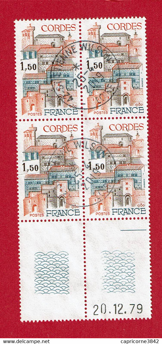 Bloc 4 Timbres CORDES Yvert N° 2081 - Bas De Bloc Daté - Used Stamps