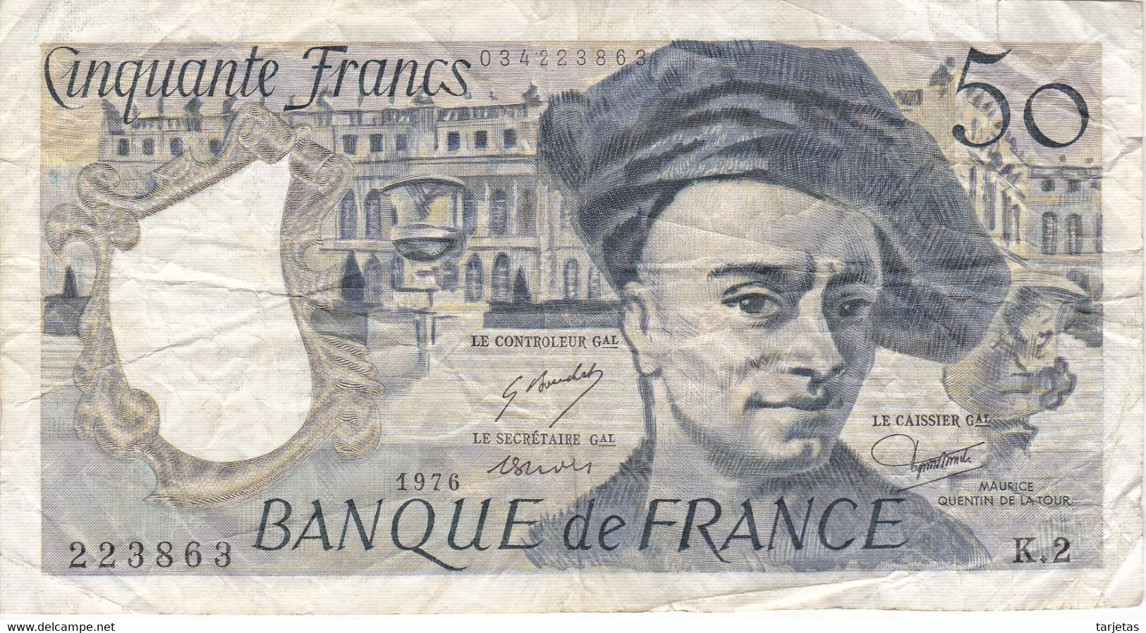 BILLETE DE FRANCIA DE 50 FRANCS DE QUENTIN DE LA TOUR DEL AÑO 1976 (BANKNOTE) - 50 F 1976-1992 ''Quentin De La Tour''