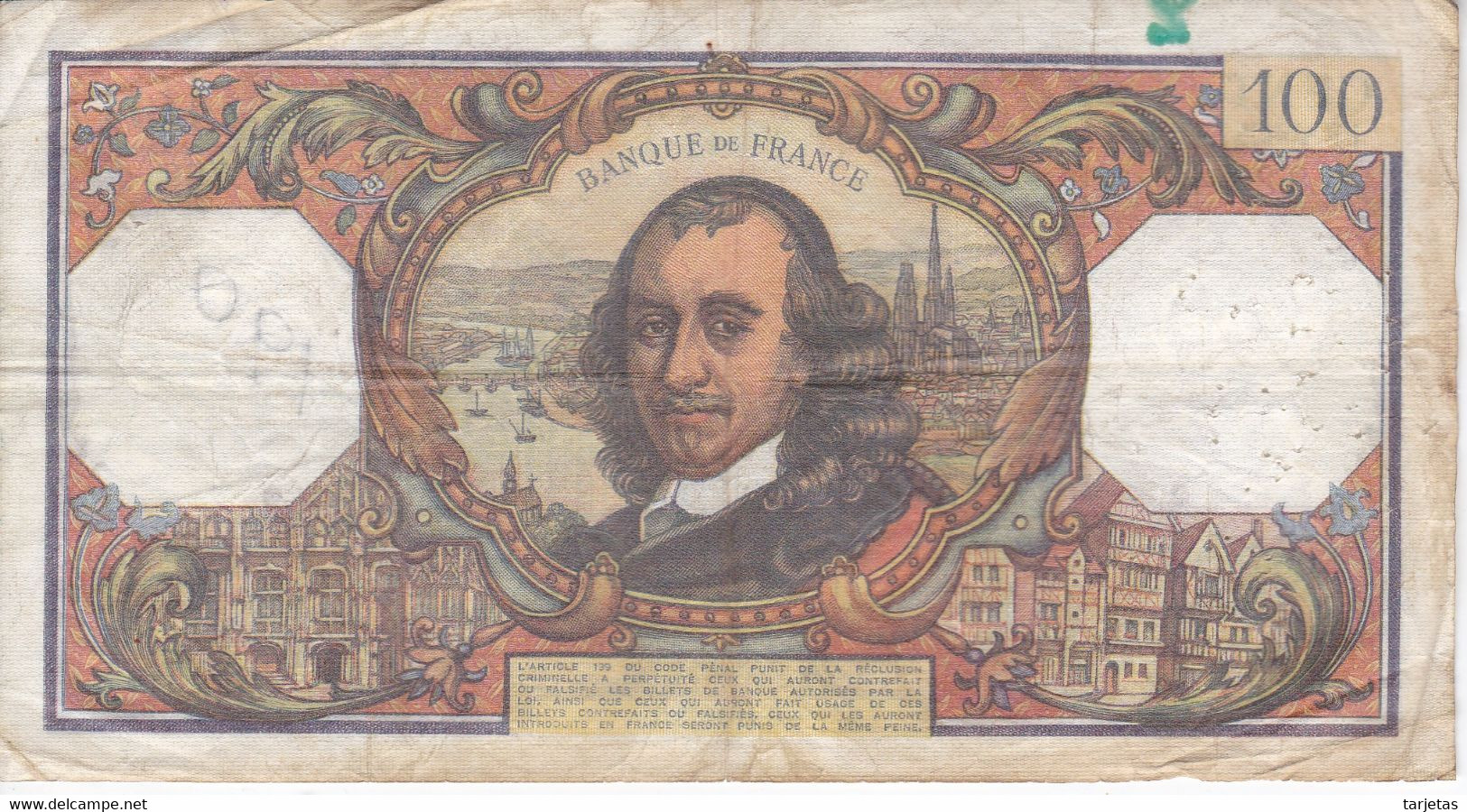 BILLETE DE FRANCIA DE 100 FRANCOS DEL 8-11-1973 CORNEILLE  (BANKNOTE) - 100 F 1964-1979 ''Corneille''