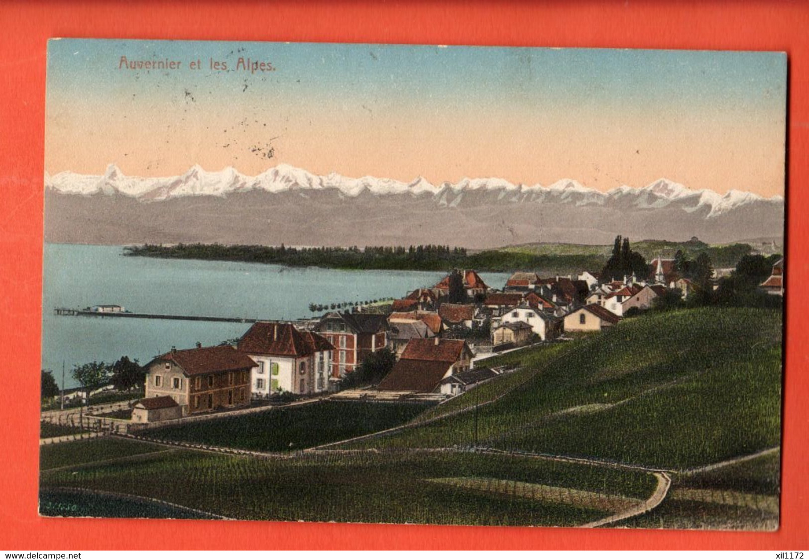 ZBX-12  Auvernier Vignes Alpes Et Le Lac.  Circulé 1912  Editeur W. Bovay - Auvernier