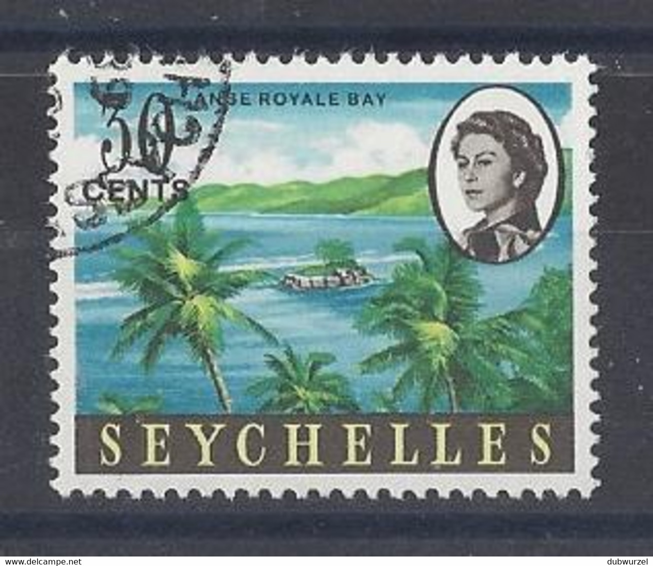 SEYCHELLES......QUEEN ELIZABETH II..(1952-NOW..)."..1962.."....30c.......SG200a..........VFU... - Seychelles (...-1976)