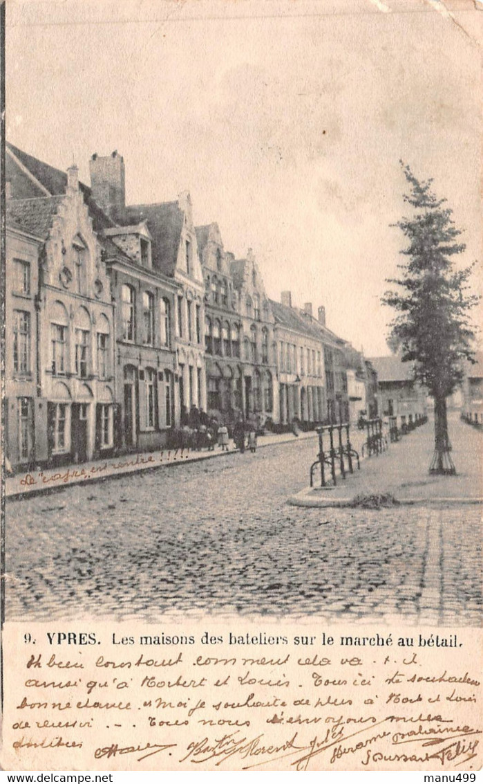 Ypres - Les Maisons Des Bateliers Sur Le Marché Au Bétail 1903 - Ieper