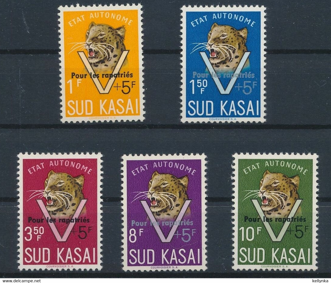 Sud Kasai - 20C/24C - Léopards - Surcharge "Pour Les Rapatriés" - 1961 - MNH - Sur Kasai