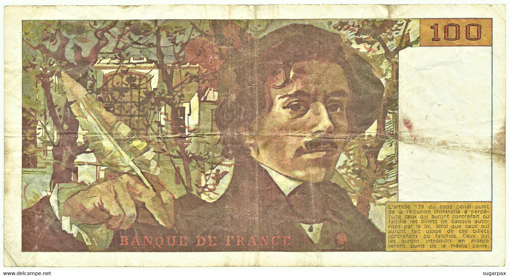 FRANCE - 100 Francs - 1990 - P 154.e - Serie Q.179 - EUGÈNE DELACROIX - 100 F 1978-1995 ''Delacroix''