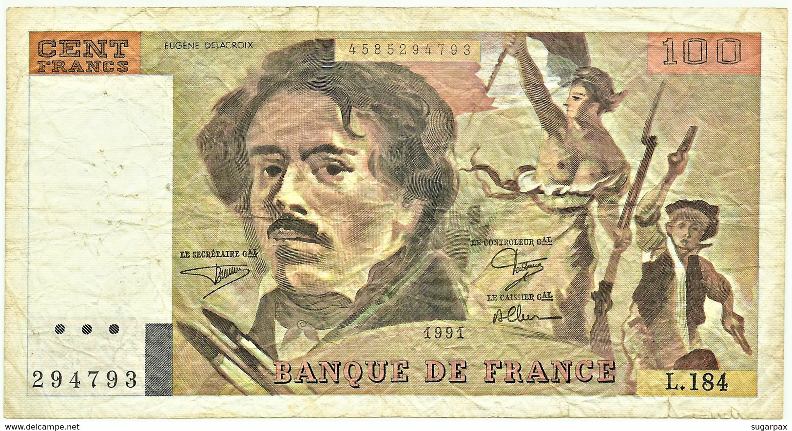 FRANCE - 100 Francs - 1991 - P 154.e - Serie L.184 - EUGÈNE DELACROIX - 100 F 1978-1995 ''Delacroix''