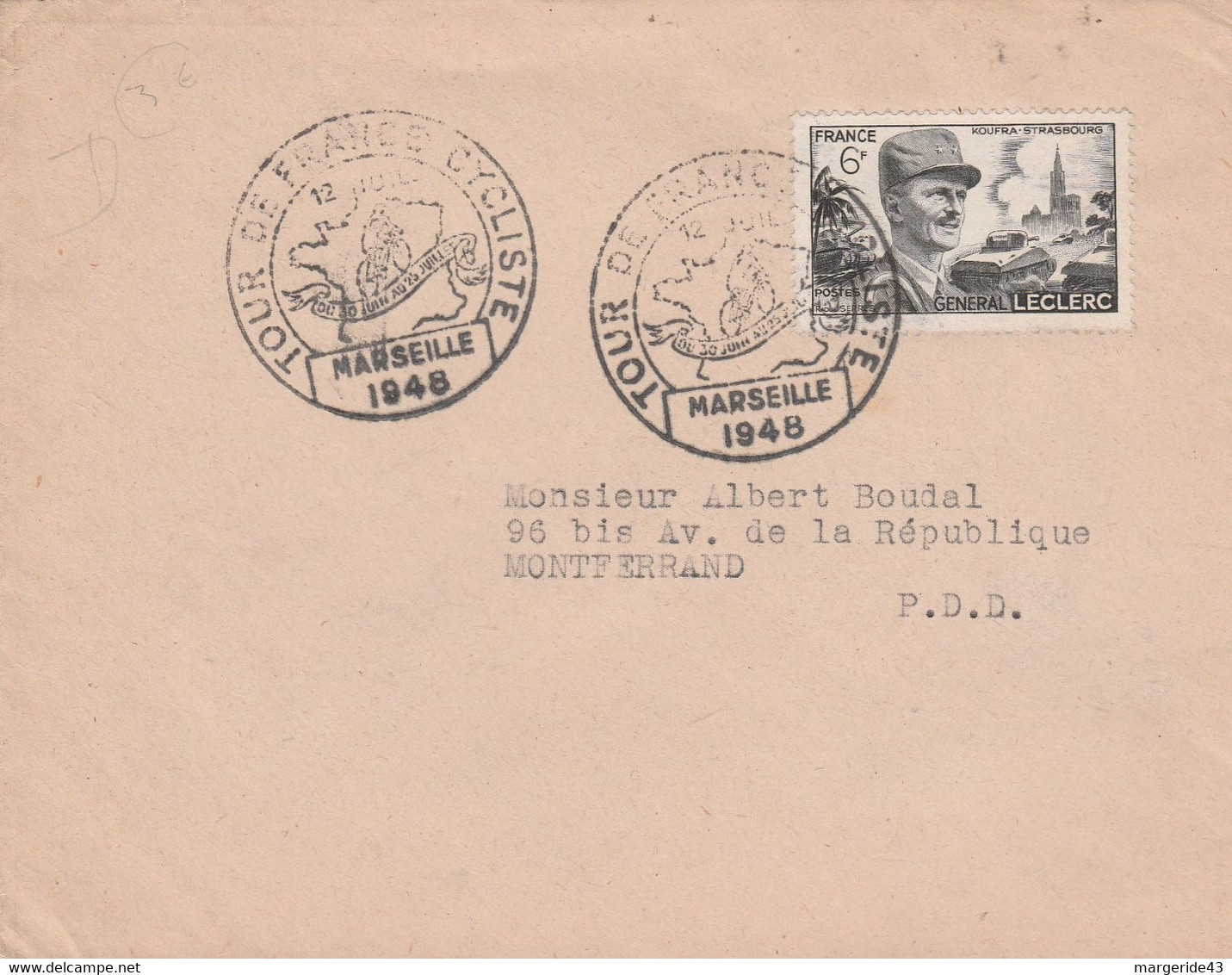 TOUR DE FRANCE CYCLISTE 1948 ETAPE DE MARSEILLE - Commemorative Postmarks
