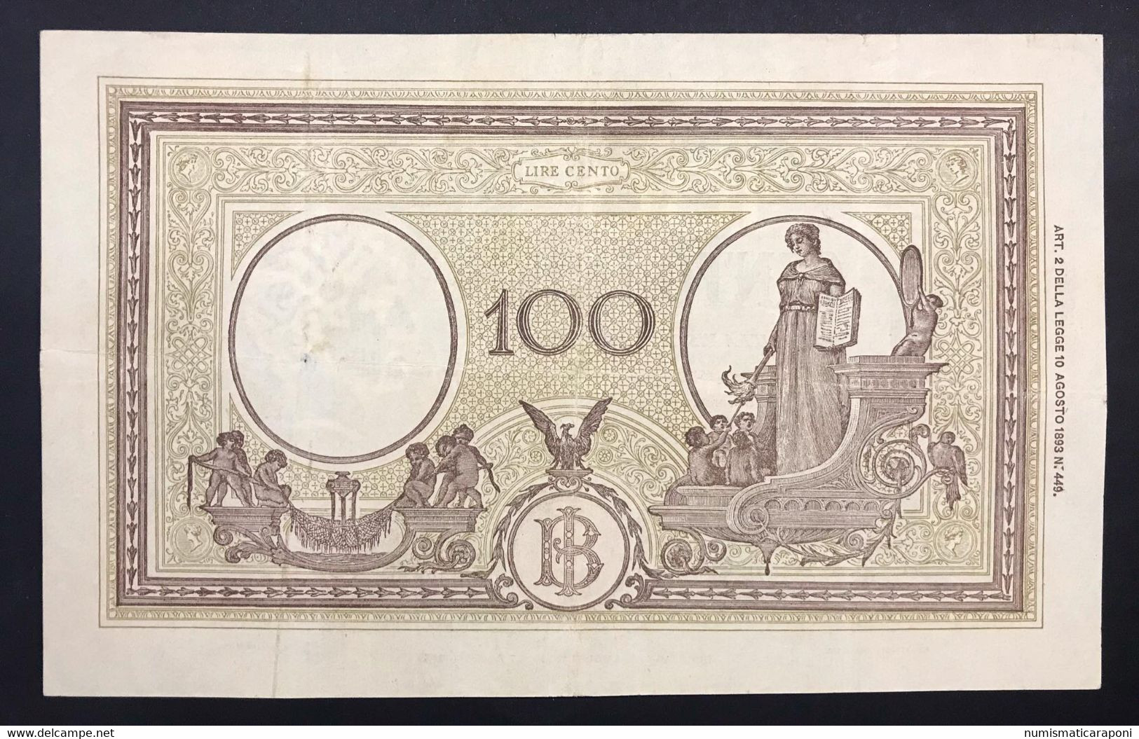 100 Lire Grande B ( B.I.) 23 08 1943 Bb+ Forellino Nell'ovale   LOTTO 1445 - 100 Liras