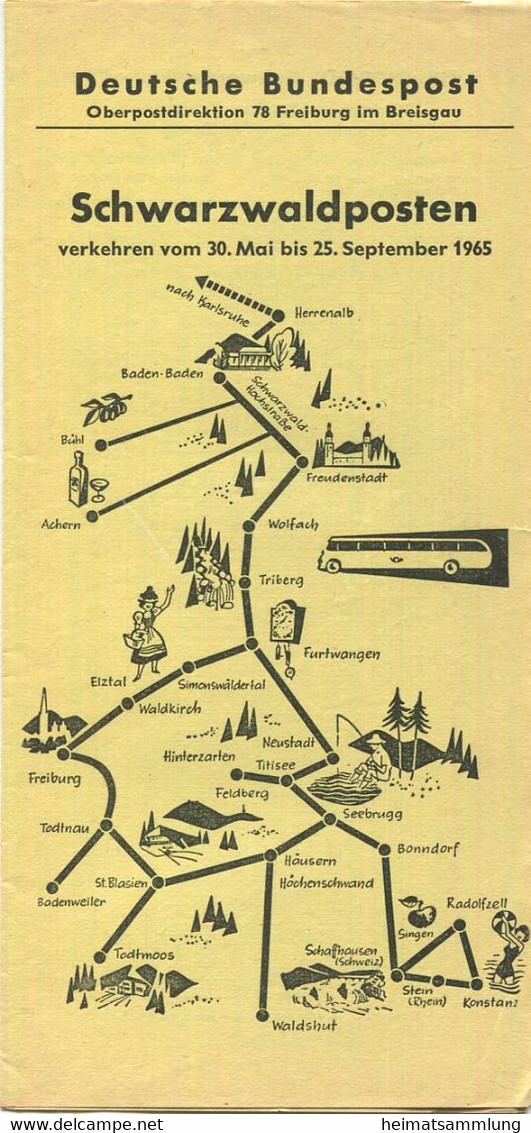 Deutschland - Deutsche Bundespost 1965 - Schwarzwaldposten - Fahrplan - Faltblatt - Europe