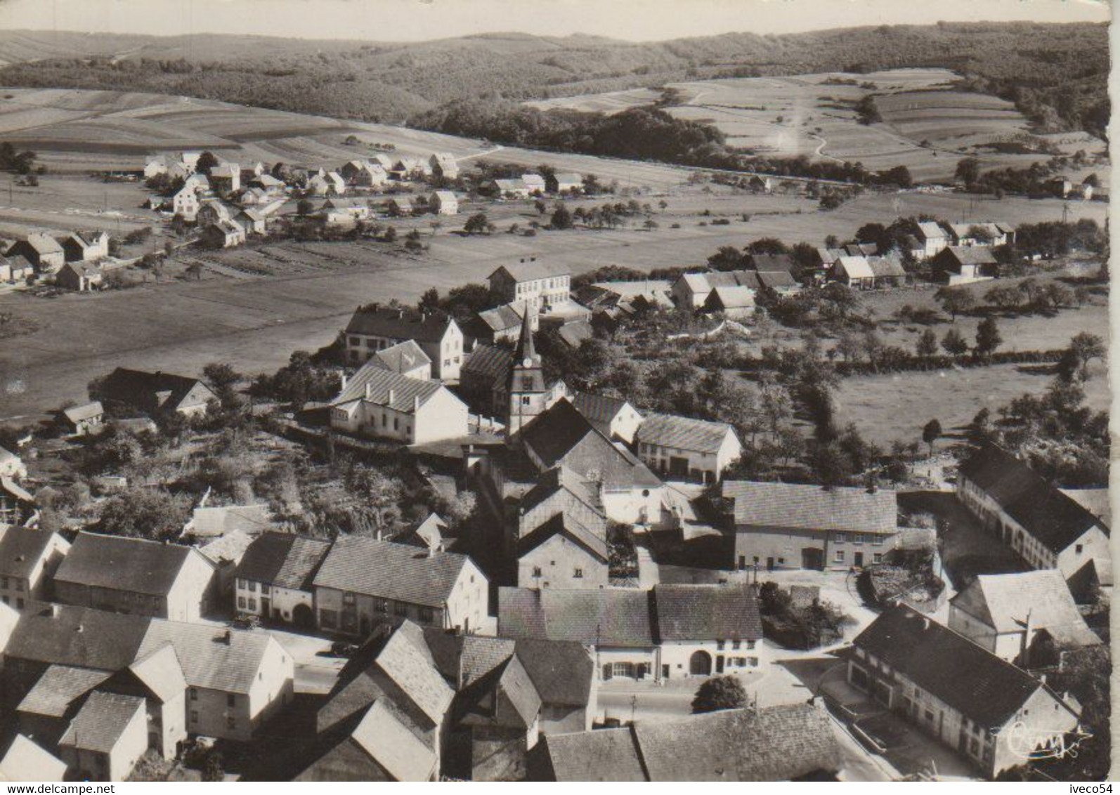 1955  Primstal   "  Luftaunahme  - Die Kirche " - Kreis Sankt Wendel