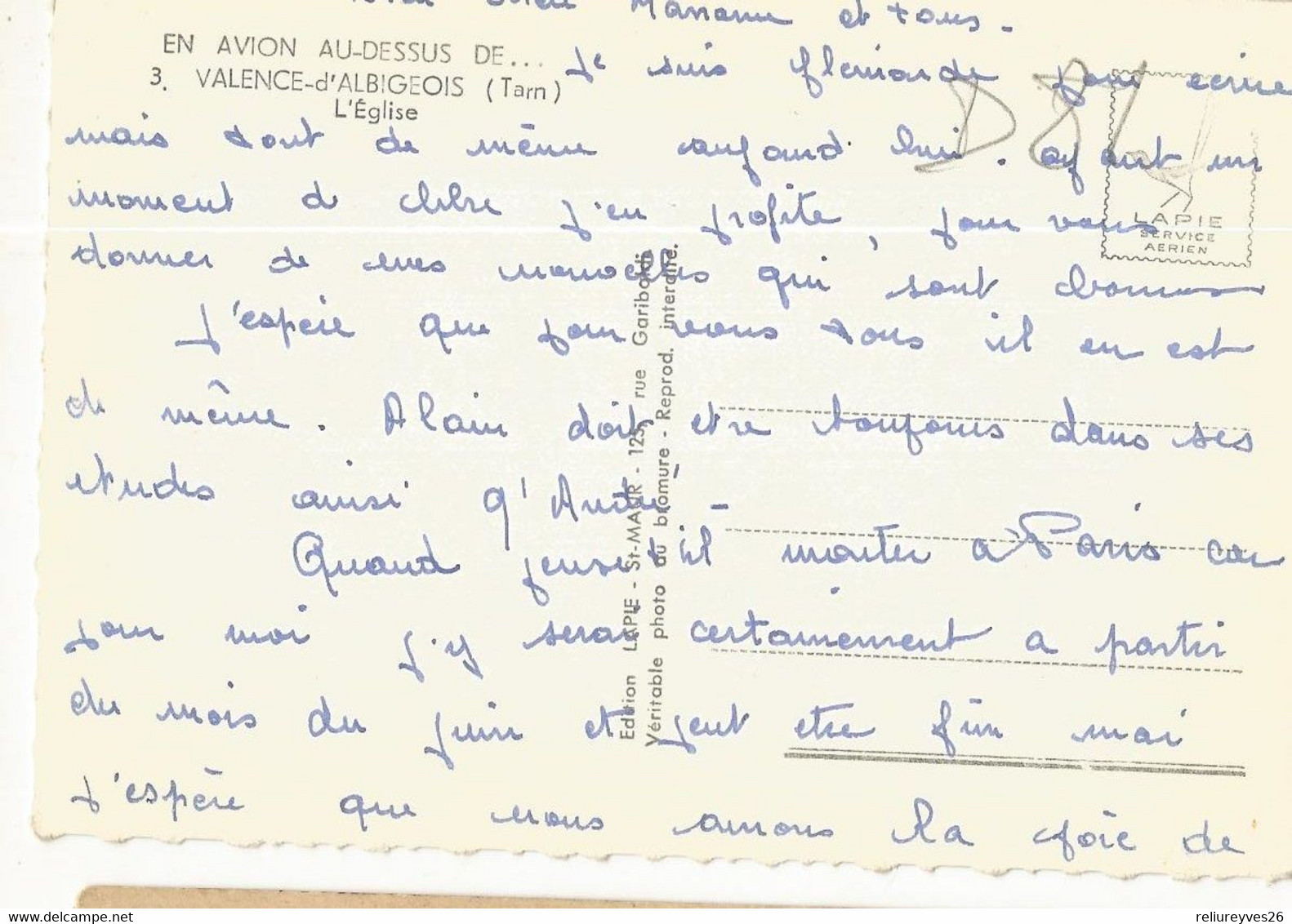 CPSM , D.81 ,N°3, En Avion Au-dessus De Valence-d'Albigeois , L' église . Ed. Lapie - Valence D'Albigeois