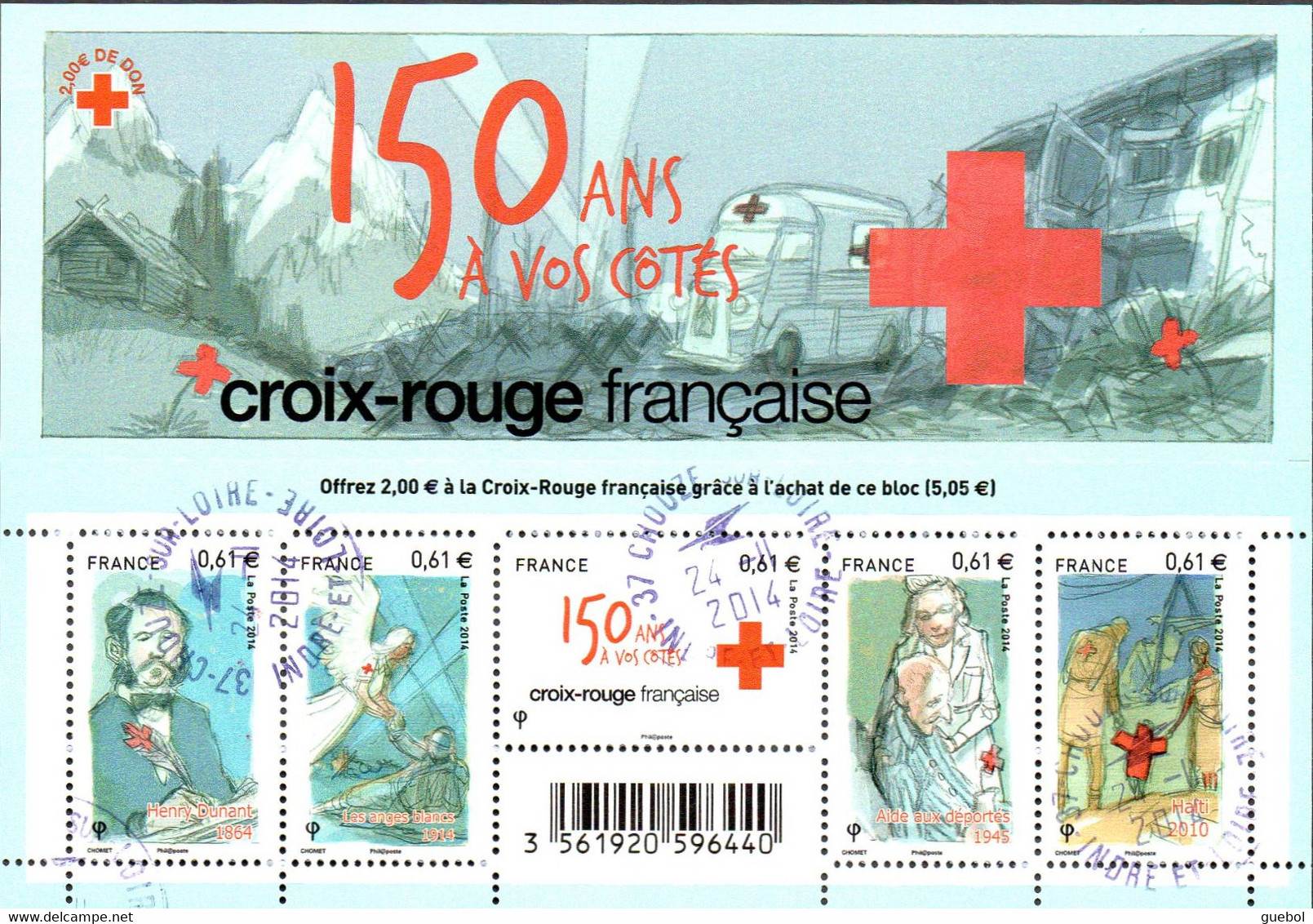 France Oblitération Cachet à Date BF N° F 4910 - Les 150 Ans De La Croix-Rouge - Afgestempeld