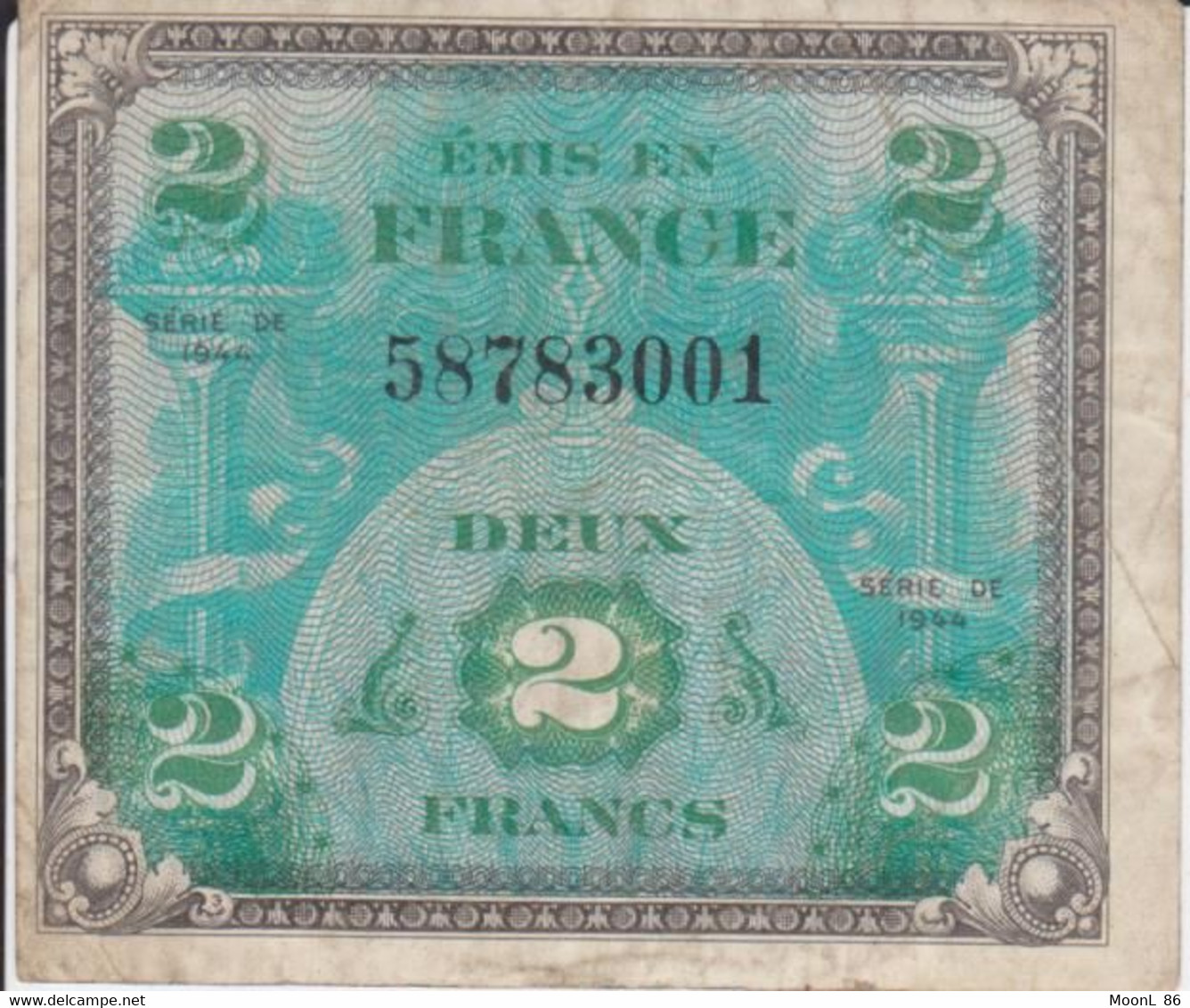 1944 -Billet 2 Francs Série De 1944 FRANCE Préparer Par Les USA Pour La Libération - DRAPEAU LIBERTE EGALITE FRATERNITE - 1944 Flag/France