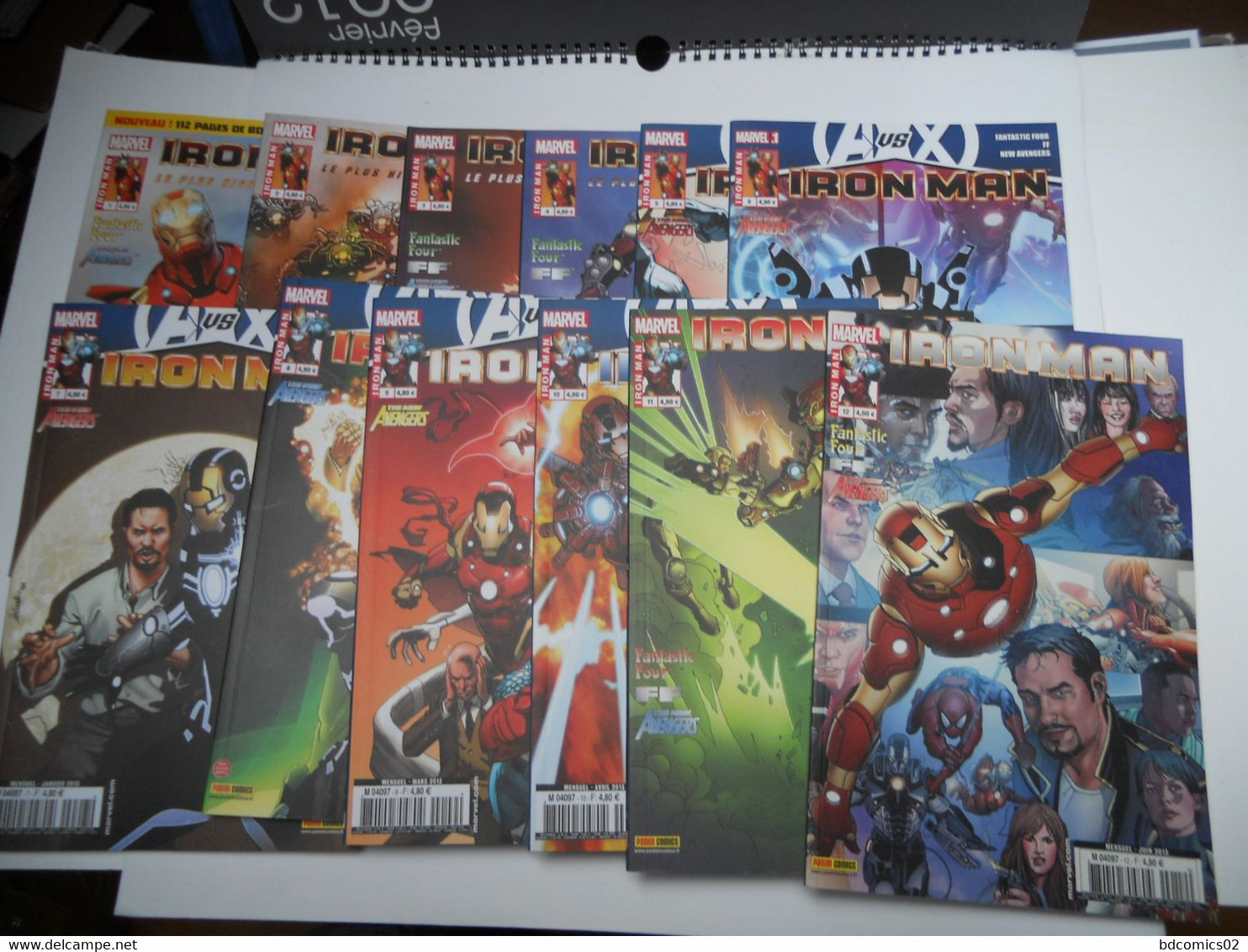 IRON MAN LOT COMPLET DE 2012 DE 12 BD DU N°1 AU N°12 PANINI MARVEL TTBE - Wholesale, Bulk Lots