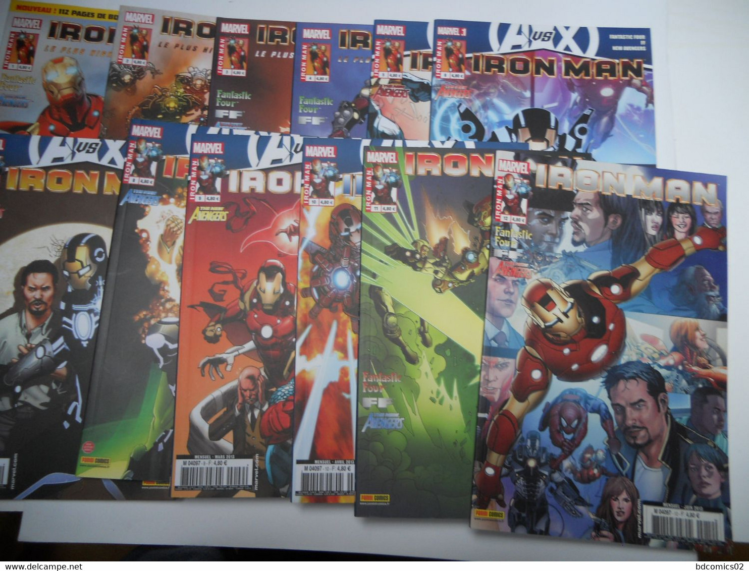 IRON MAN LOT COMPLET DE 2012 DE 12 BD DU N°1 AU N°12 PANINI MARVEL TTBE - Wholesale, Bulk Lots