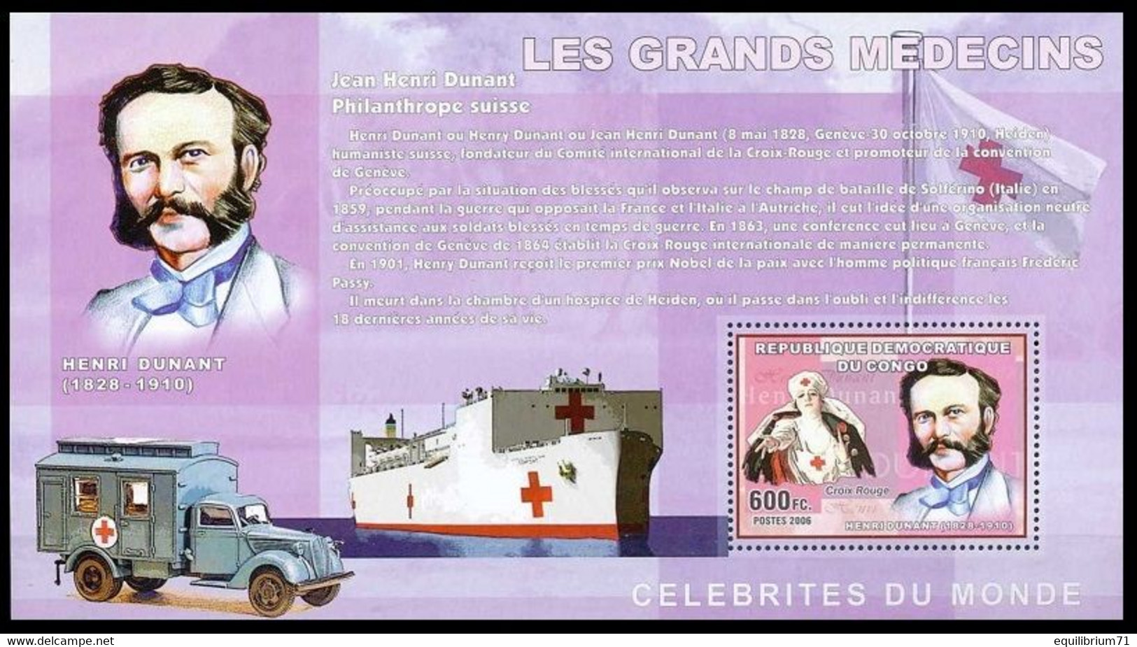 BL379/382** - Les Grands Médecins / De Grote Doktoren / Die Großen Ärzte / The Great Doctors - CONGO - Henry Dunant