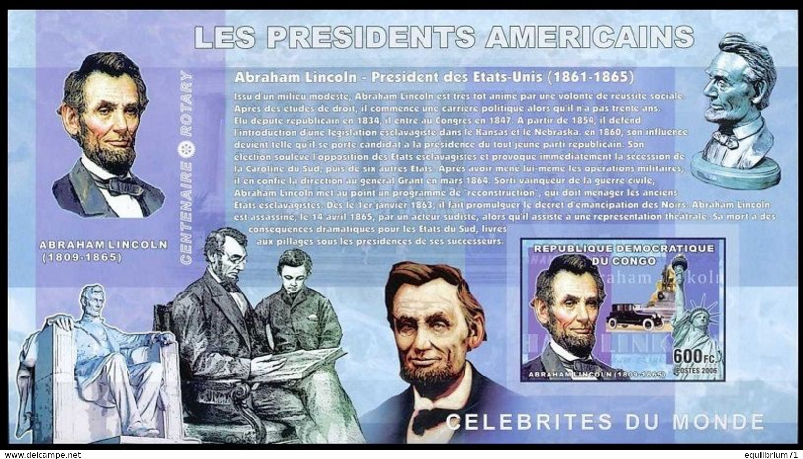 BL372/375**ND - Présidents Américains / Amerikaanse Presidenten - Kennedy - Lincoln - Jefferson - Washington - CONGO - George Washington
