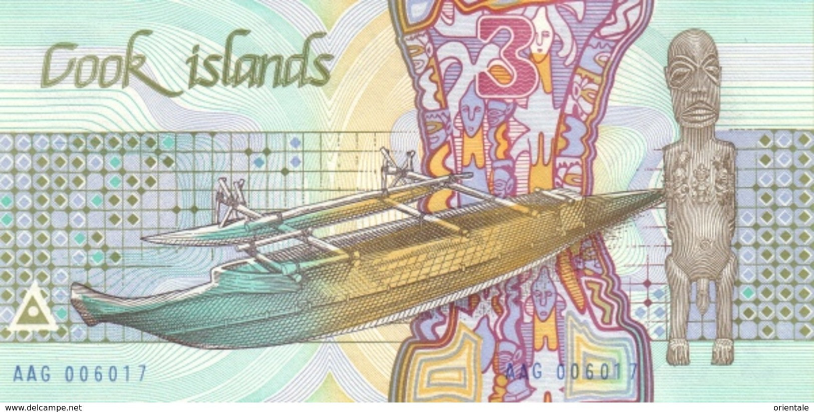 COOK ISLANDS  P. 3a 3 D 1987 UNC - Cook Islands