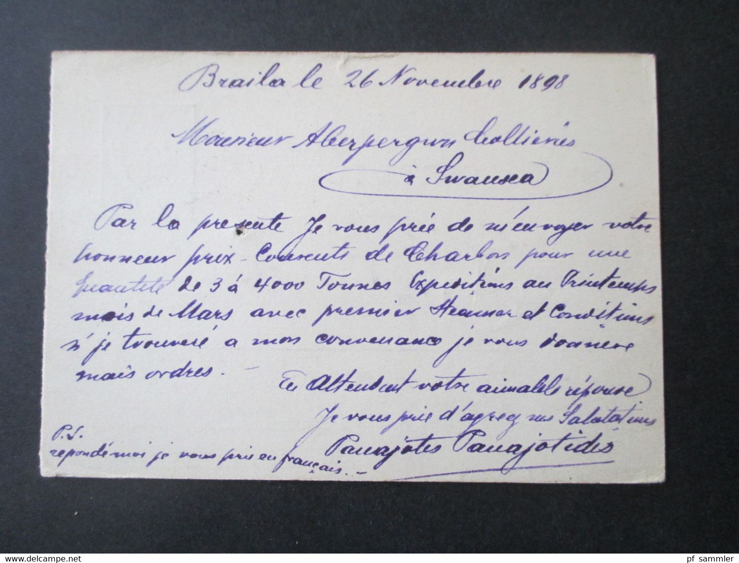 Rumänien 1898 Ganzsache P33 Auslandskarte Stempel Braila Nach Swansea England Gesendet - Lettres & Documents