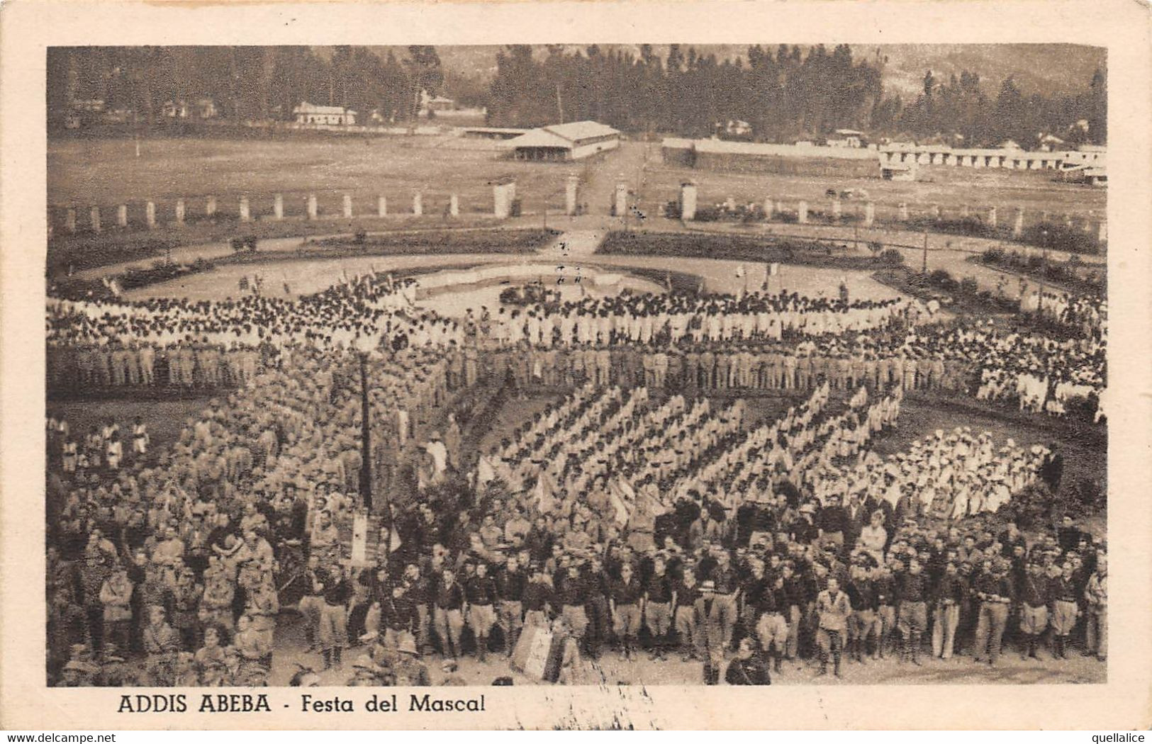 02056 "ETIOPIA - ADDIS ABEBA - FESTA DEL MASCAL" ANIMATA, MILITARI. BOLLO SOMALIA ITALIANA. CART SPED 1937 - Etiopia