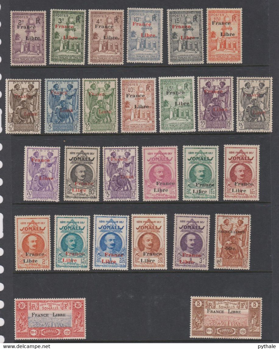 COTE DES SOMALIS   France Libre  27 Valeurs - Unused Stamps