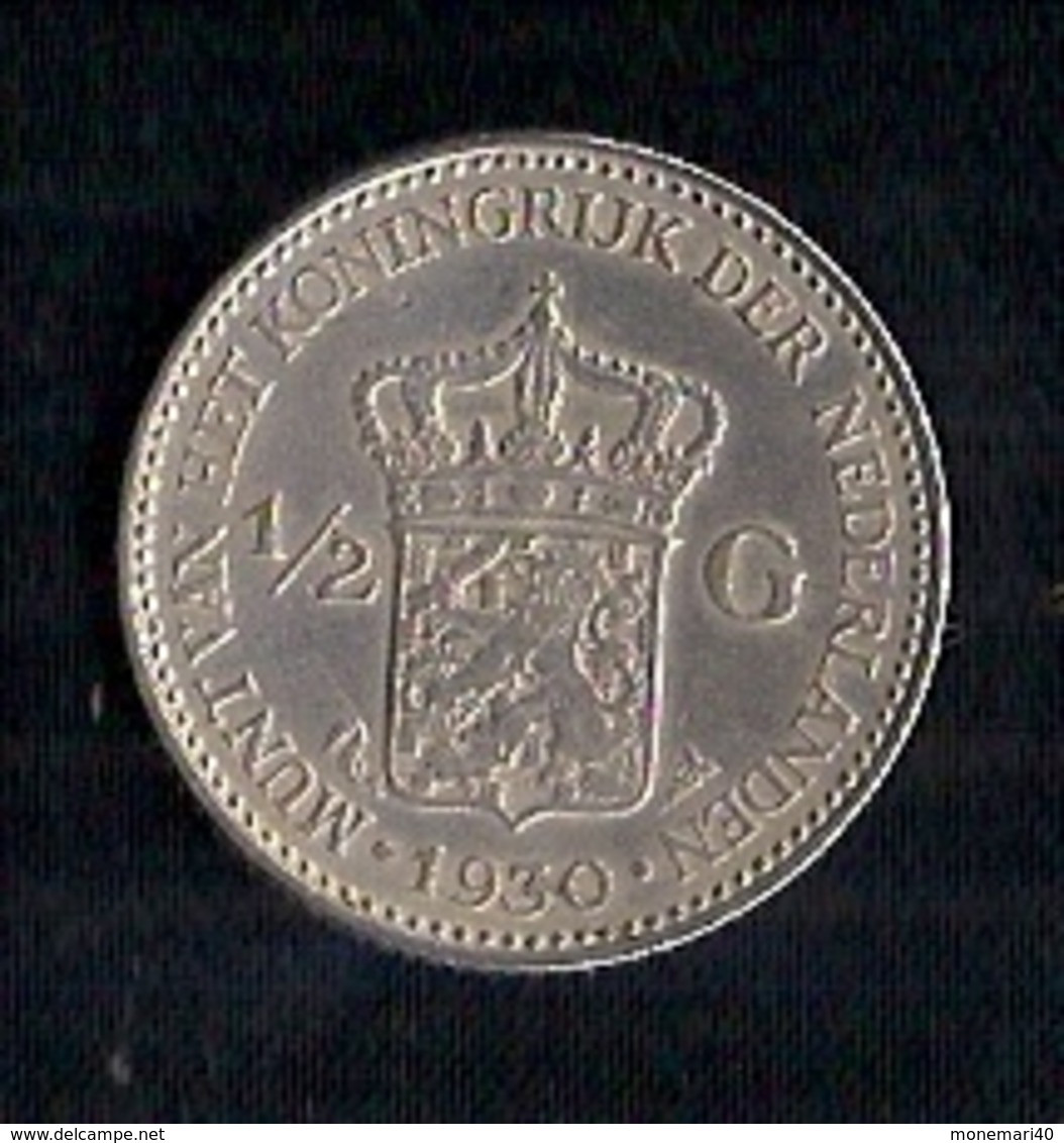 PAYS-BAS - WILHELMINE1/2 FLORIN 1930 ARGENT (NEDERLAND - WILHELMINA 1/2 GULDEN 1930 ZILVER) - Gold And Silver Coins