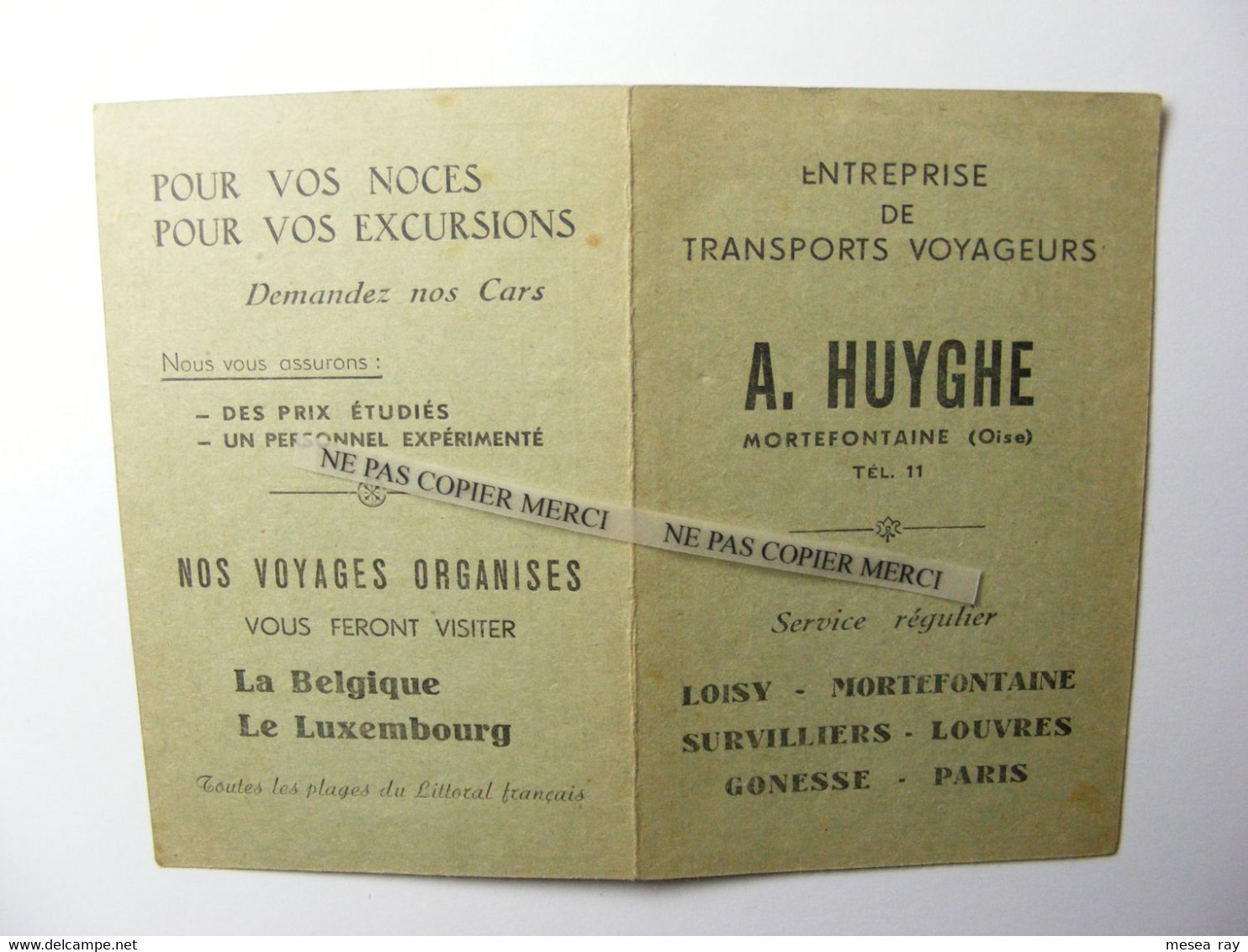 Huyghe Mortefontaine Oise Transports Cars Autocars Paris Montaby Loisy Belgique Luxembourg - Europa