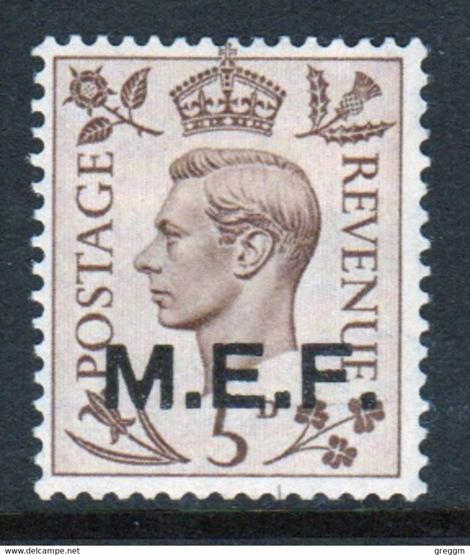 Middle East Forces 1942 Single 5d George VI Stamp From Definitive Set. These  Stamps Of Great Britain Overprinted MEF. - Britische Bes. MeF