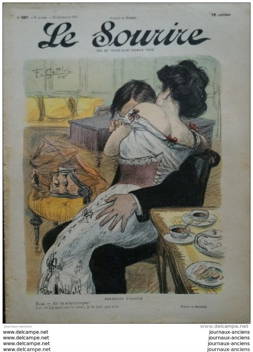 1905 LE SOURIRE - CARICATURE - GOTTLOB ( Serment D'amour ) - ALEX ( Militaire Visite Médicale ) - Collezioni