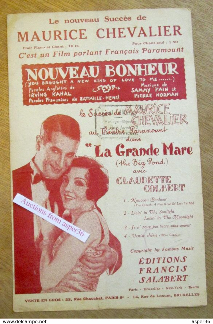 Maurice Chevalier, Film "Nouveau Bonheur" 1930 - Collezioni