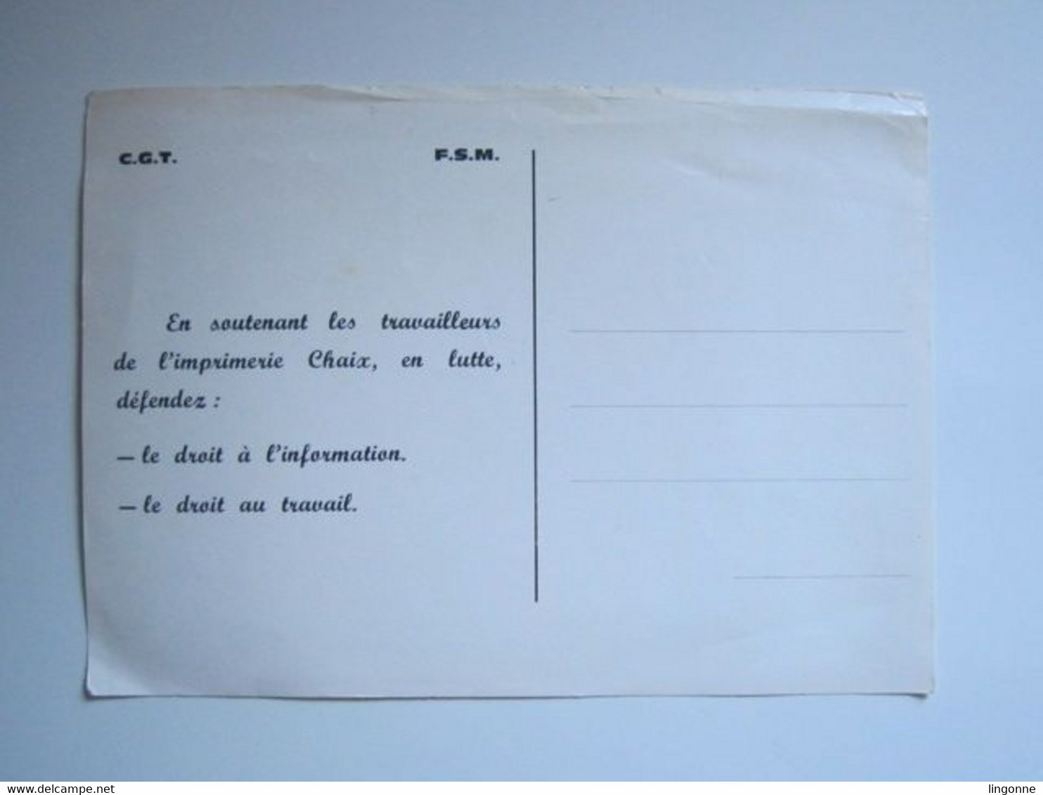 C.G.T - F.S.M 1845 Lutte Travailleurs Imprimerie CHAIX MACHINE VAPEUR - CHIRAC Relance, Giscard à L'accordéon - Labor Unions