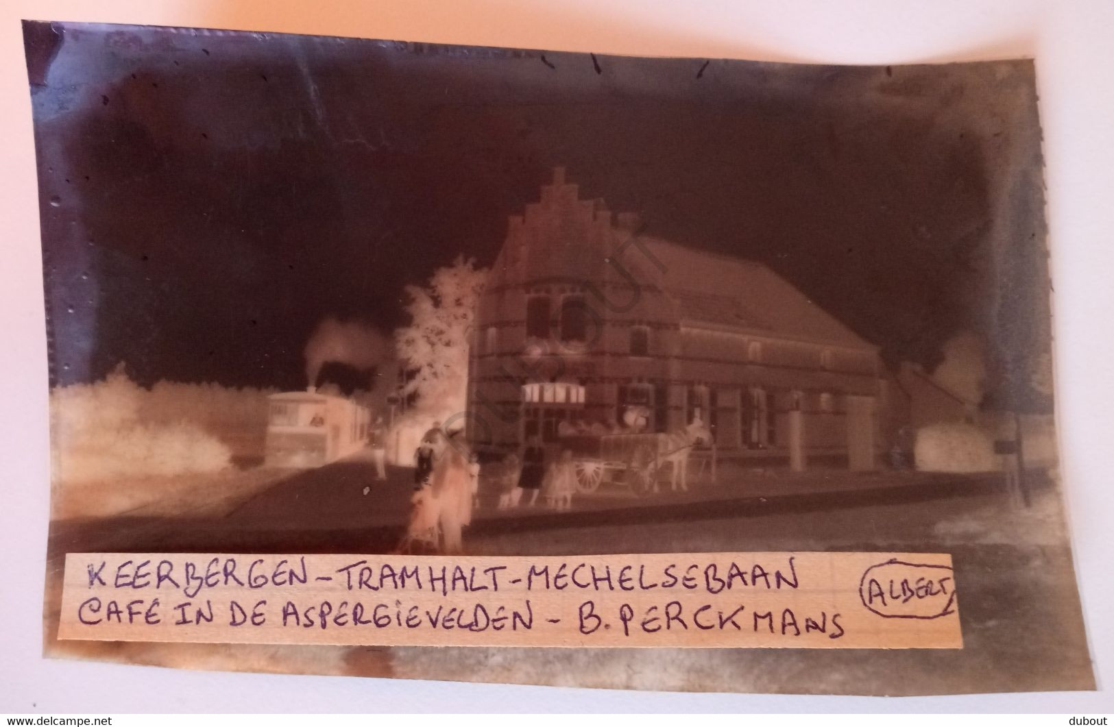 Uniek! - Postkaart Negatief - KEERBERGEN - Tram Halte Mechelsebaan- Cafe In De Aspergievelden - B. Perckmans/Albert (D3) - Keerbergen