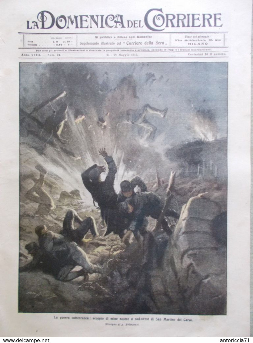 La Domenica Del Corriere 21 Maggio 1916 WW1 Rivolta Irlanda Vosgi Carso Inglesi - Oorlog 1914-18