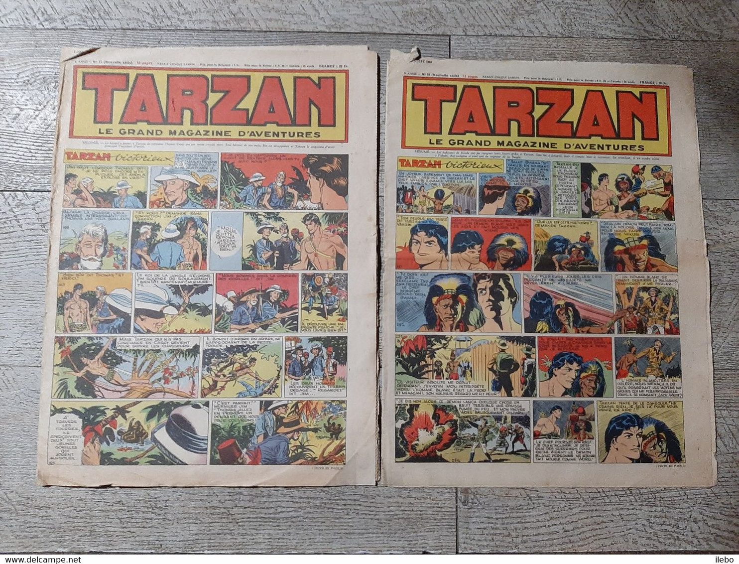 2 Tarzan Le Grand Magazine D'aventures 1953 N°16 Et 11 Bande Dessinée - Tarzan