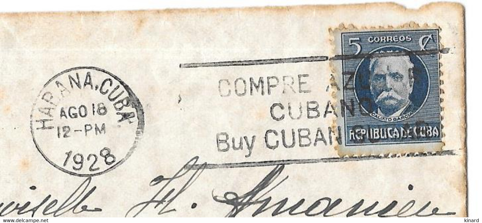 SUR  LETTRE.  DE CUBA.. 1928..  POUR LA FRANCE.. - Lettres & Documents