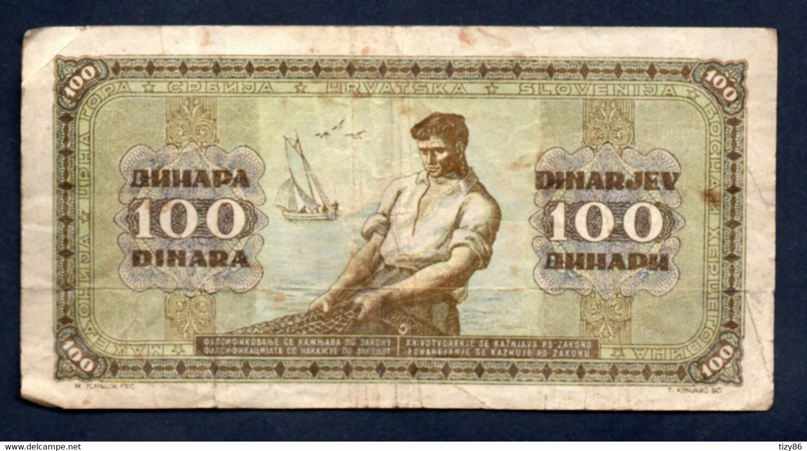 Banconota Jugoslavia 100 Dinari  1946 (circolata) - Yougoslavie