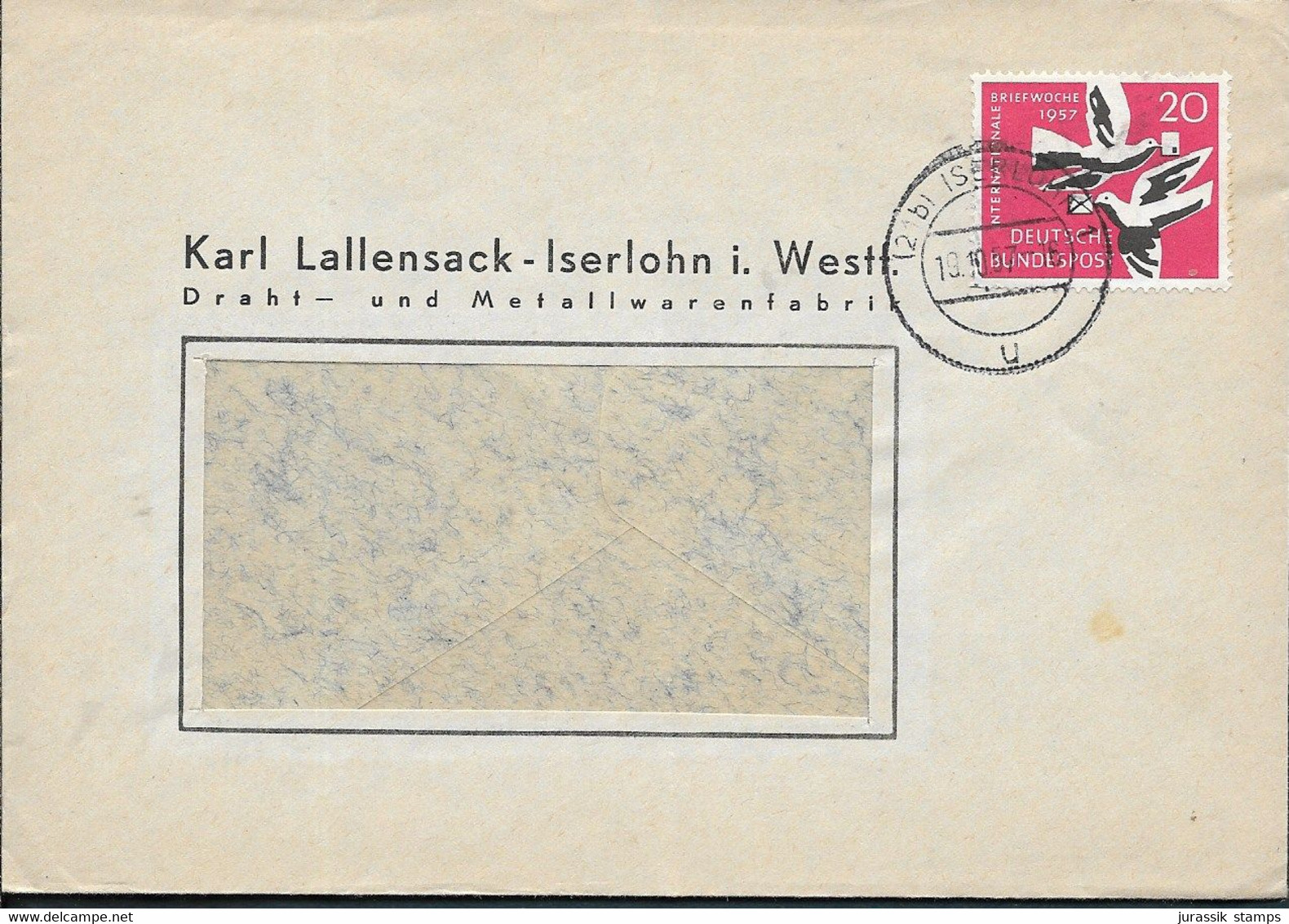Germany  -  1957 COVER ISERLOHN CANCELLATION   - 1448 - Cartas & Documentos