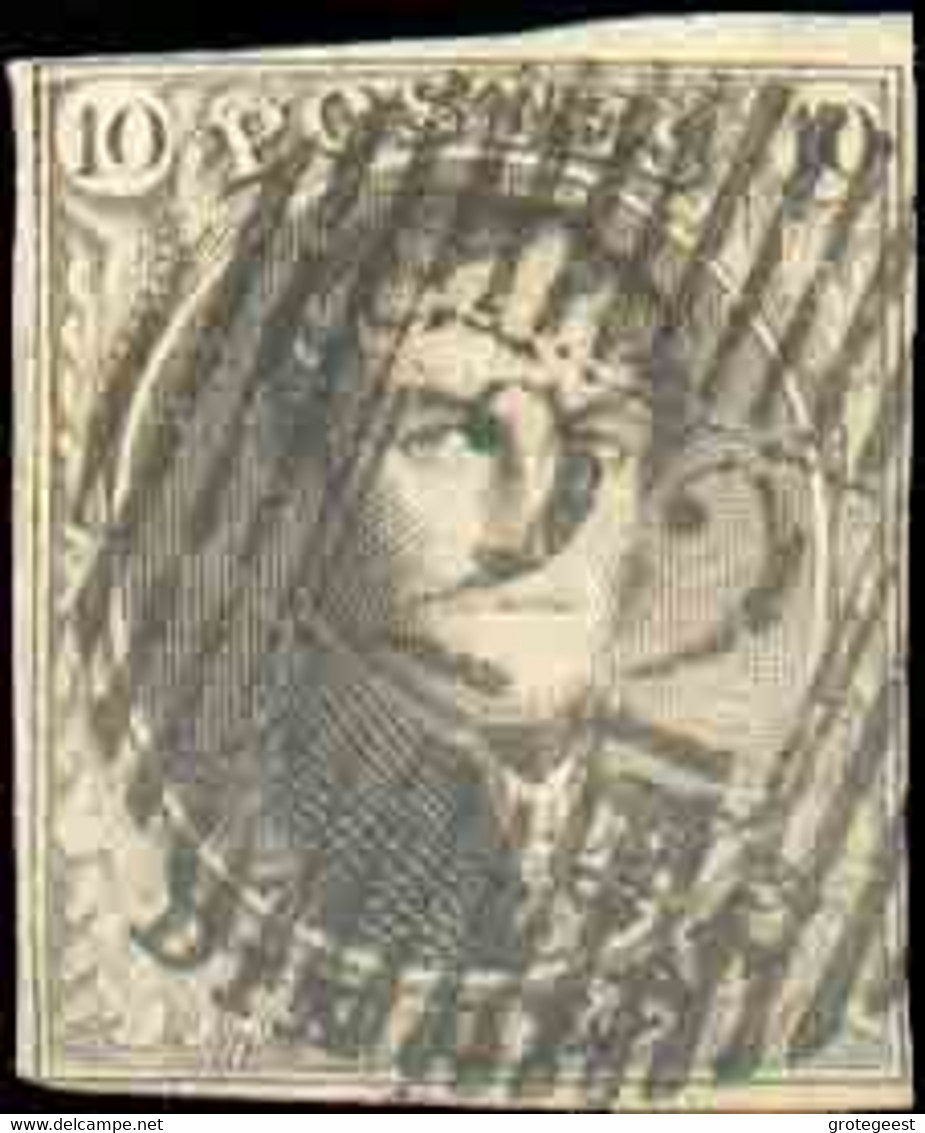 N°3 - Médaillon 10 Centimes Brun, TB Margé, Obl. D.22 HERBESTAL idéalement Apposée. - Superbe - 16547 - 1849-1850 Medallions (3/5)