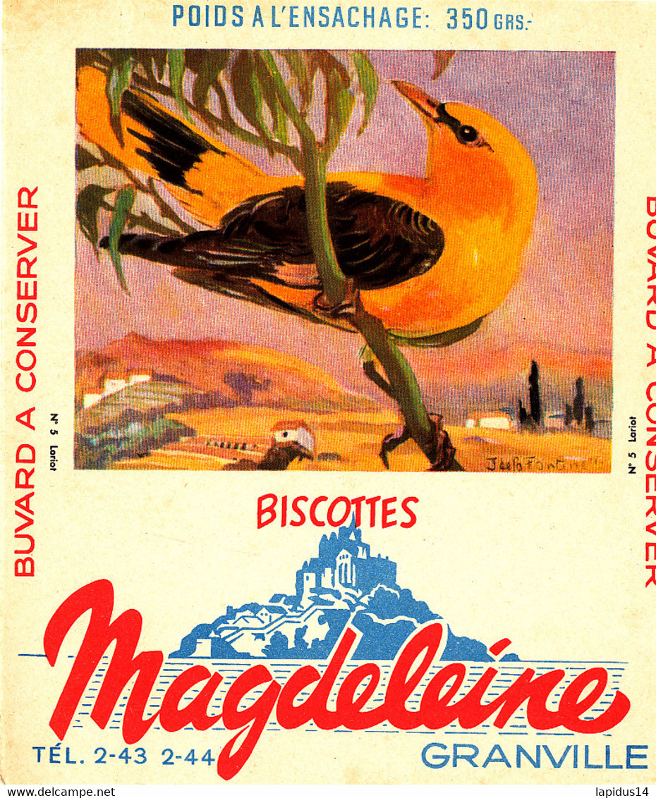BU 2093 /   BUVARD-   BISCOTTES MAGDELEINE   GRANVILLE    LORIOT  ( 16,00 Cm X 14,00 Cm ) - Biscottes