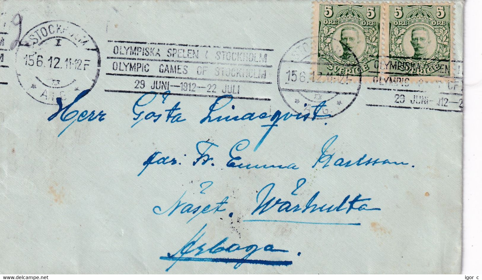 Sweden 1912 Cover; Olympic Games Stockholm; 15.06.1912; Equestrian Trials Day; Machine Endelss Roller Cancellation; RARE - Zomer 1912: Stockholm
